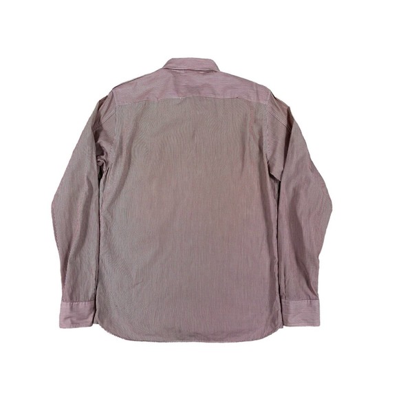 Burberry London Men Red White Striped‎ Long Sleeve Button Up Shirt Sz M - Picture 2 of 7